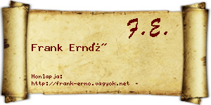 Frank Ernő névjegykártya